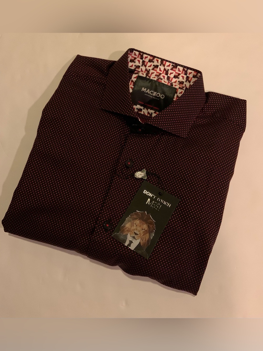 NWT MACEOO Einstein Multi-square Black Luxury Long Sleeve Men’s Dress Shirt 4Lg